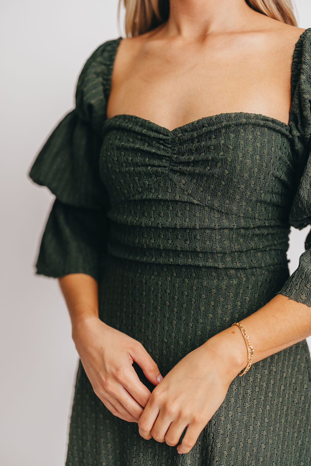 Corrine Tiered Sleeve Maxi Dress with Pockets in Hunter Green