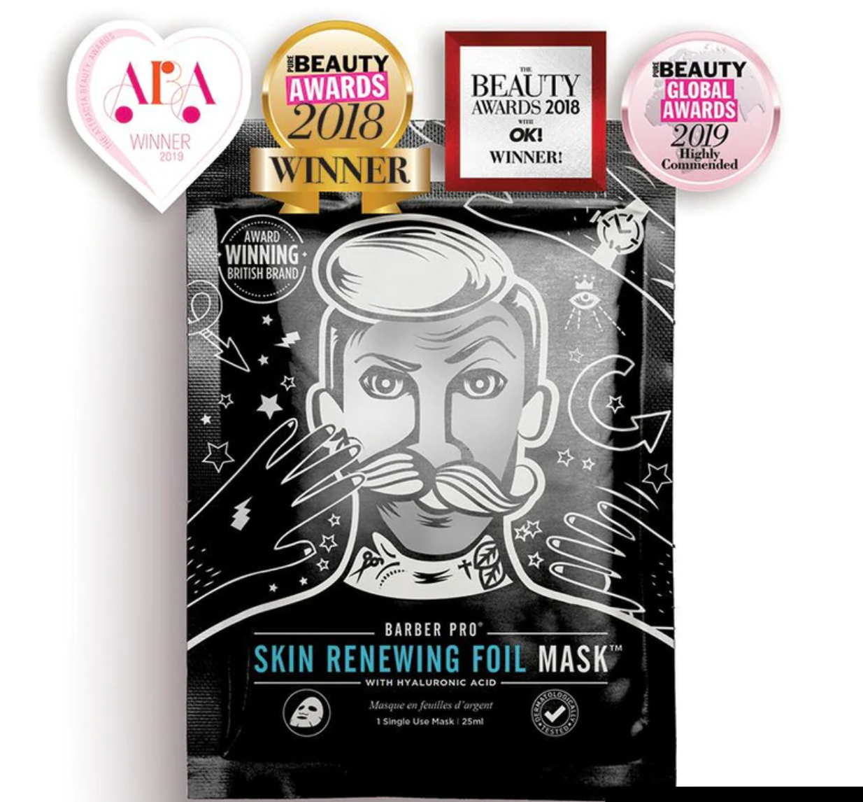 BarberPro Skin Renewing Foil Mask with Hyaluronic Acid & Q10