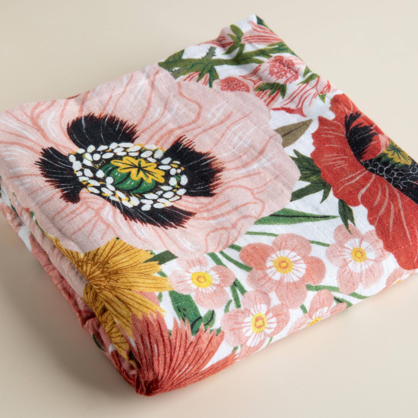 Organic Cotton Muslin Swaddle - Les Fleurs Floral Baby Wrap