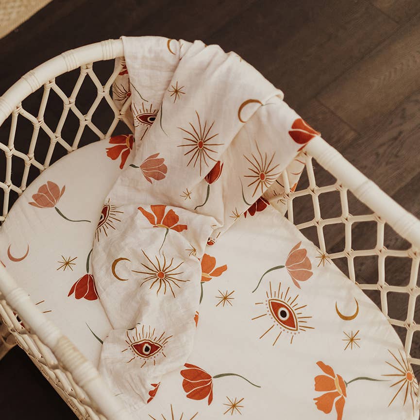 Organic Cotton Muslin Swaddle - Celestial Eye - Baby Wrap