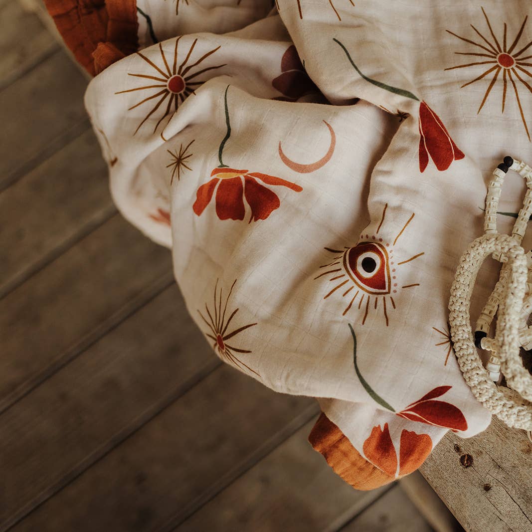 Organic Cotton Muslin Swaddle - Celestial Eye - Baby Wrap