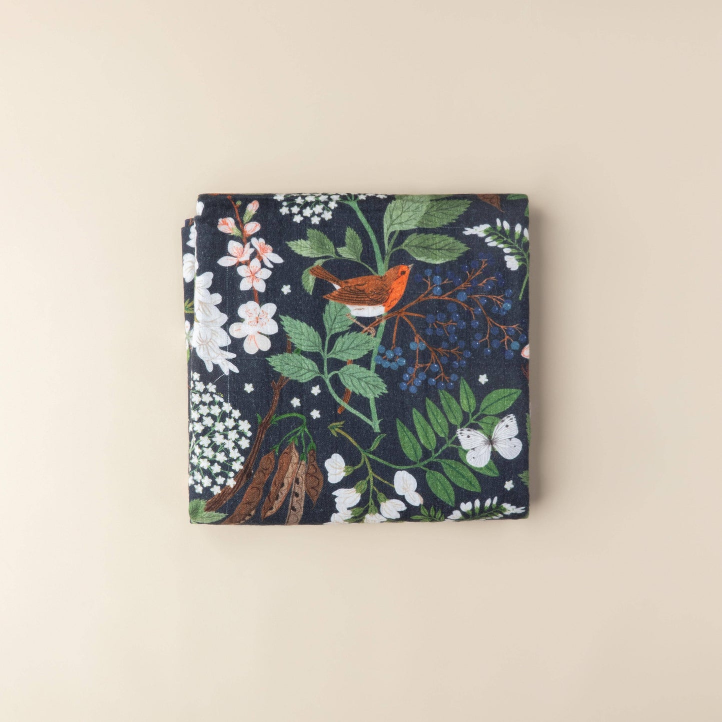 Organic Cotton Muslin Swaddle - Night Garden - Baby Wrap