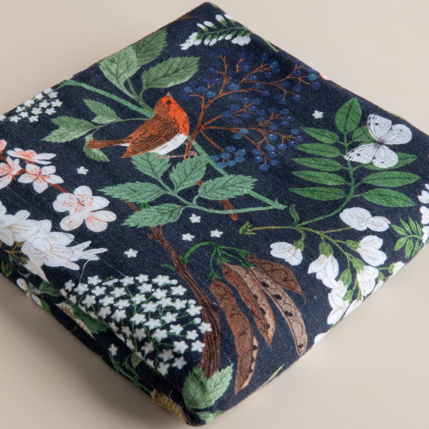 Organic Cotton Muslin Swaddle - Night Garden - Baby Wrap