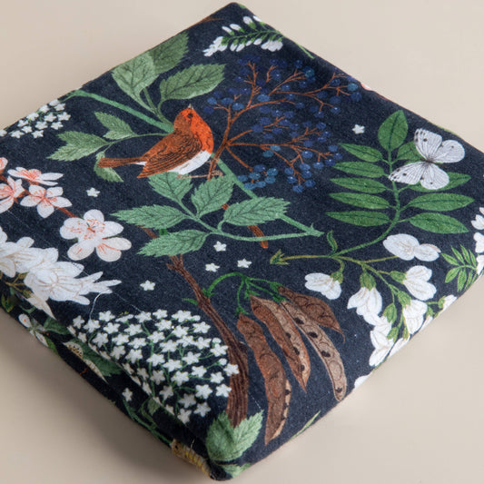 Organic Cotton Muslin Swaddle - Night Garden - Baby Wrap