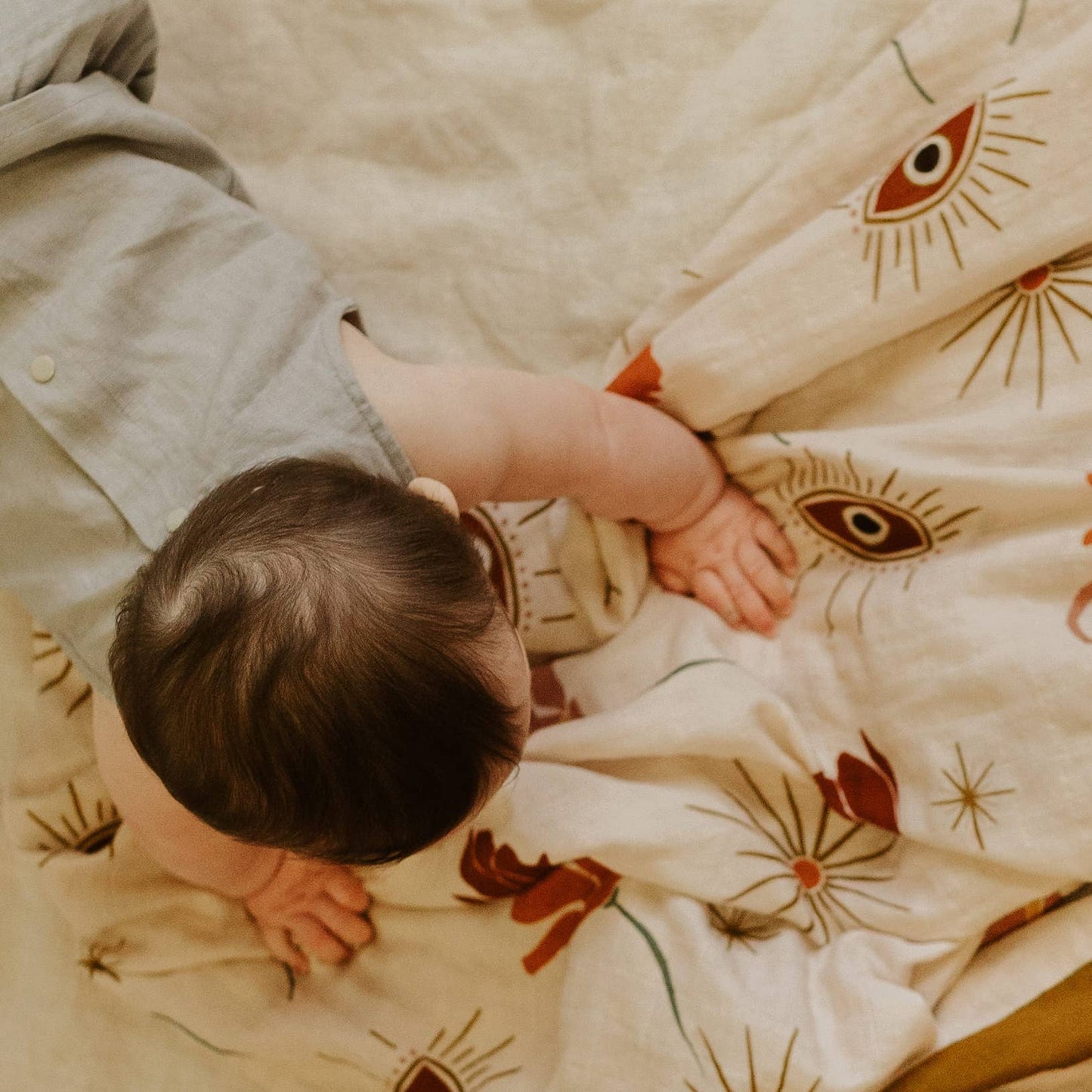 Organic Cotton Muslin Swaddle - Celestial Eye - Baby Wrap