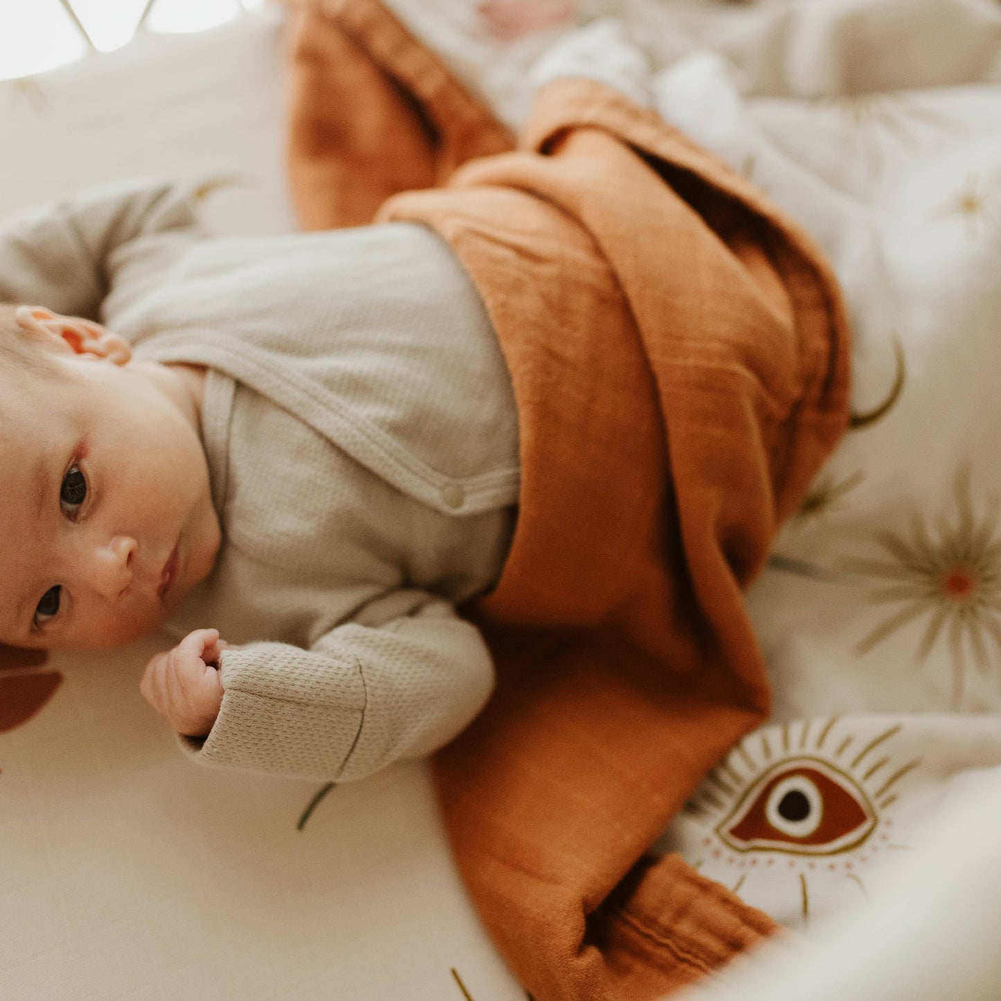 Organic Cotton Muslin Swaddle - Celestial Eye - Baby Wrap