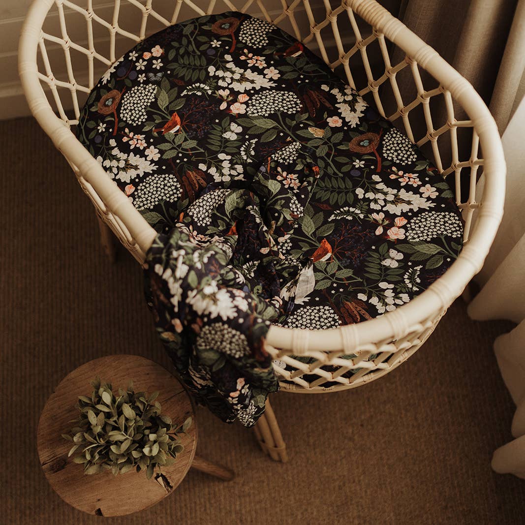Organic Cotton Muslin Swaddle - Night Garden - Baby Wrap