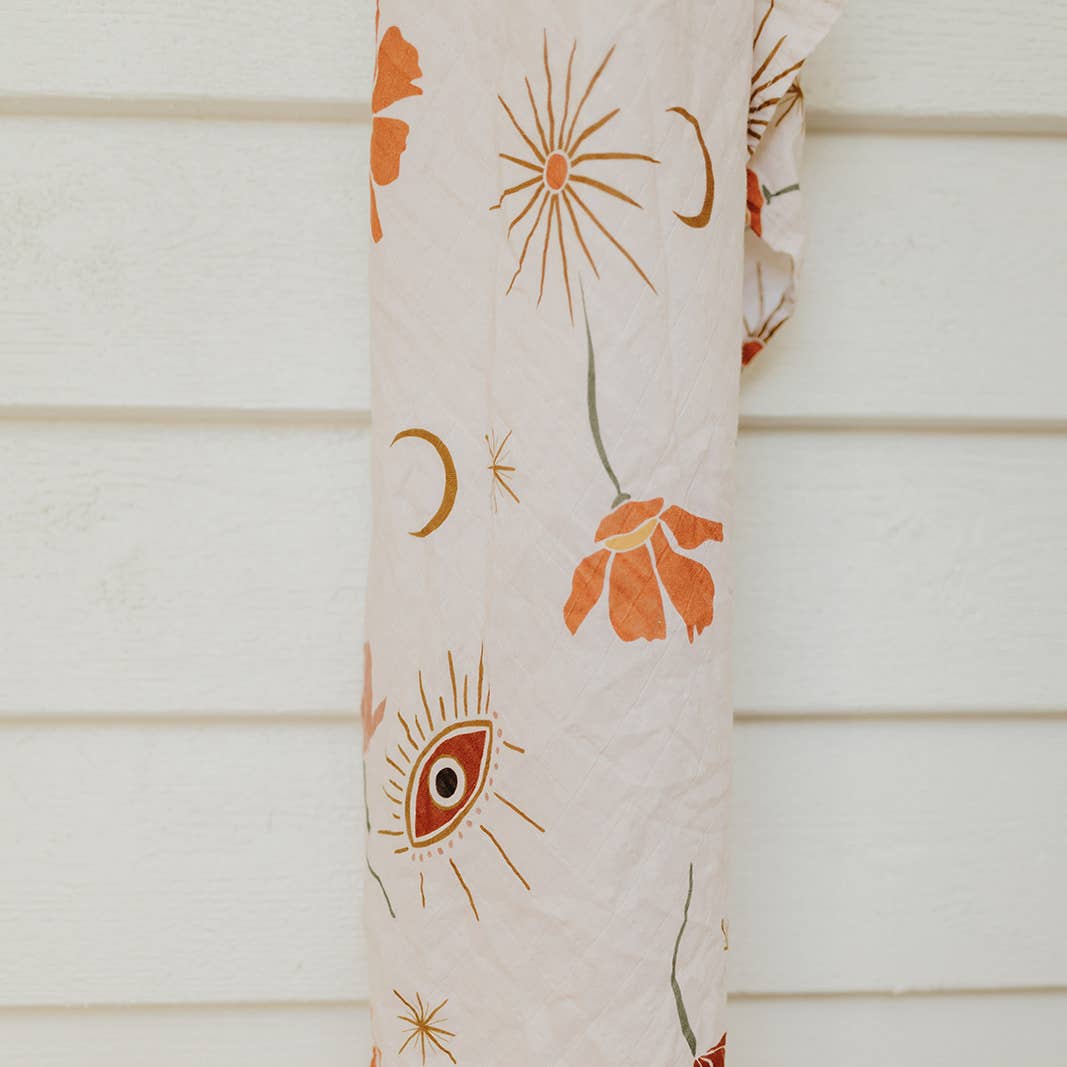 Organic Cotton Muslin Swaddle - Celestial Eye - Baby Wrap
