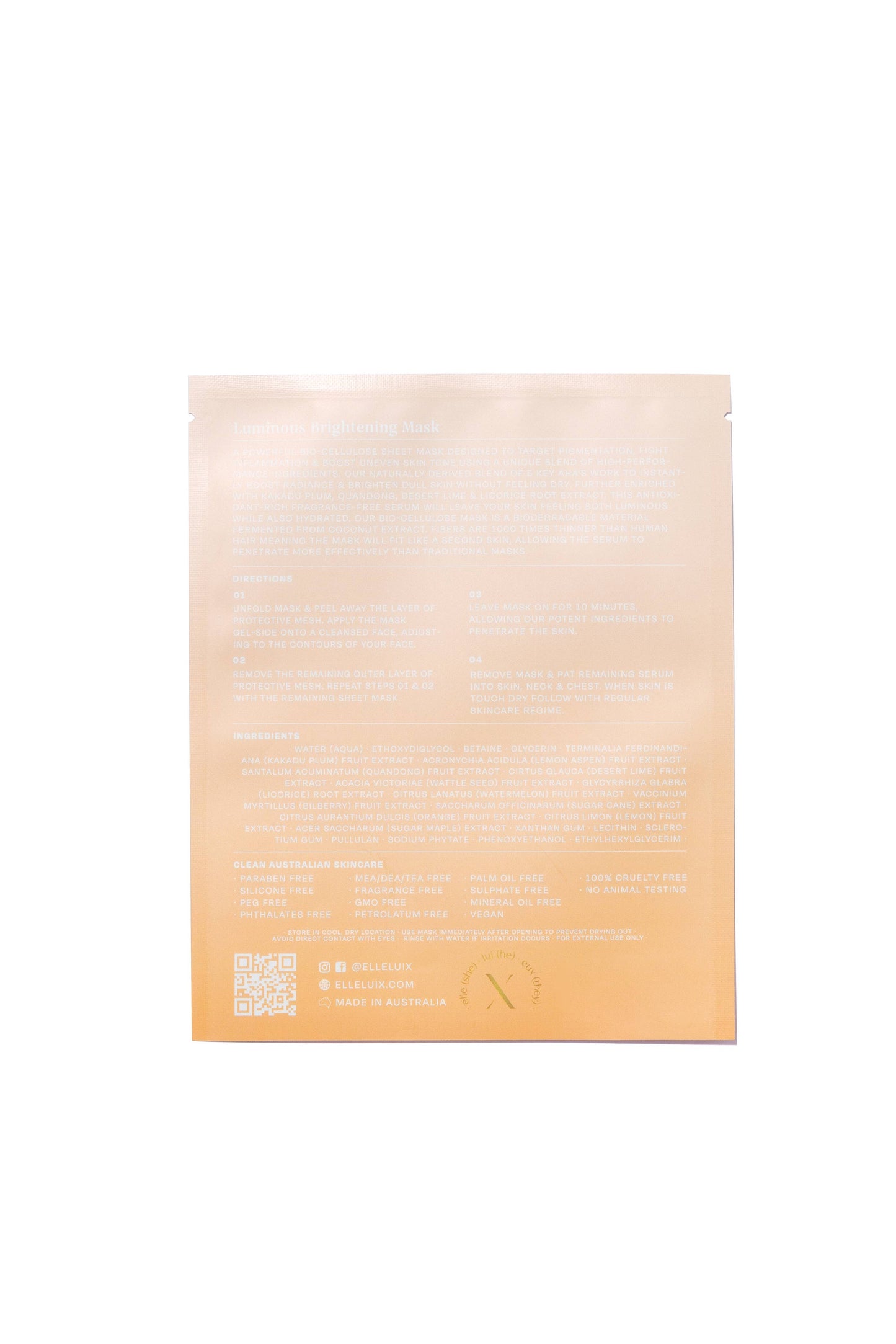 LUMINOUS BRIGHTENING BIO CELLULOSE SHEET MASK