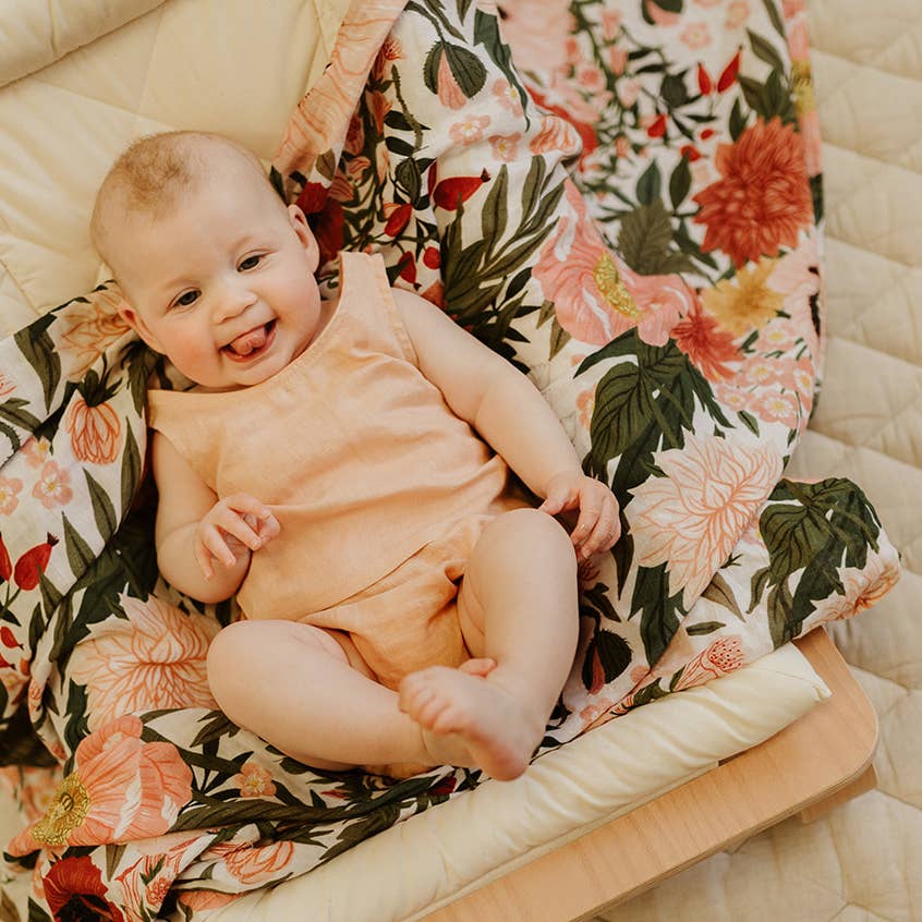 Organic Cotton Muslin Swaddle - Les Fleurs Floral Baby Wrap