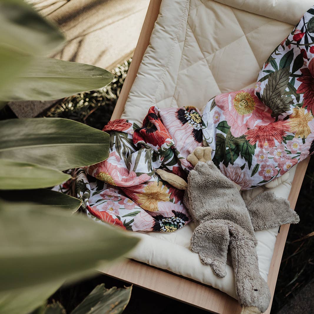 Organic Cotton Muslin Swaddle - Les Fleurs Floral Baby Wrap