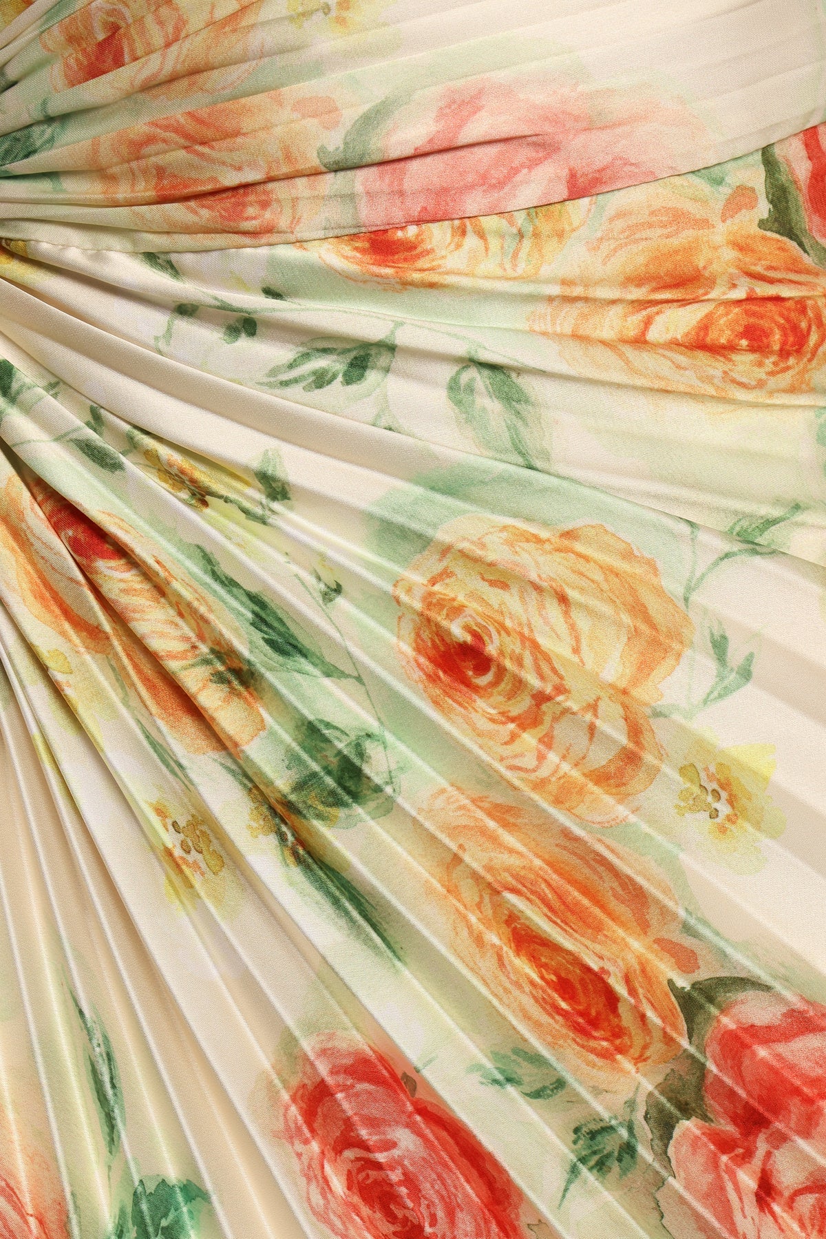 KLEO ONE SHOUDKER FLORAL PLEATED MAXI DRESS