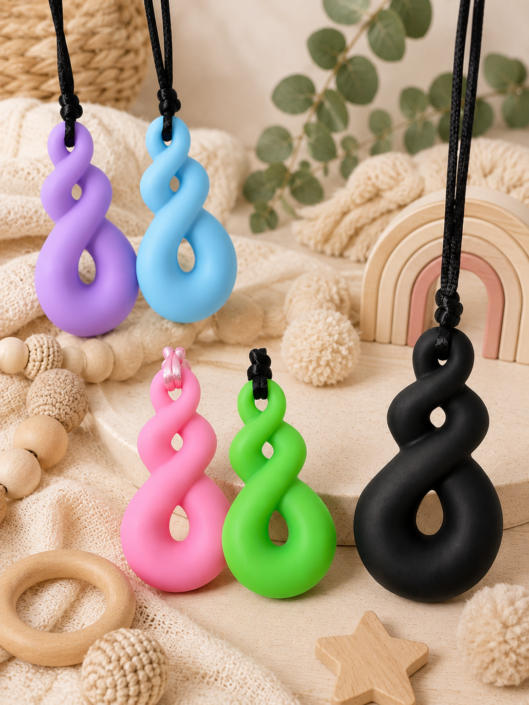 SILICONE SENSORY NECKLACE TWIST PENDANT