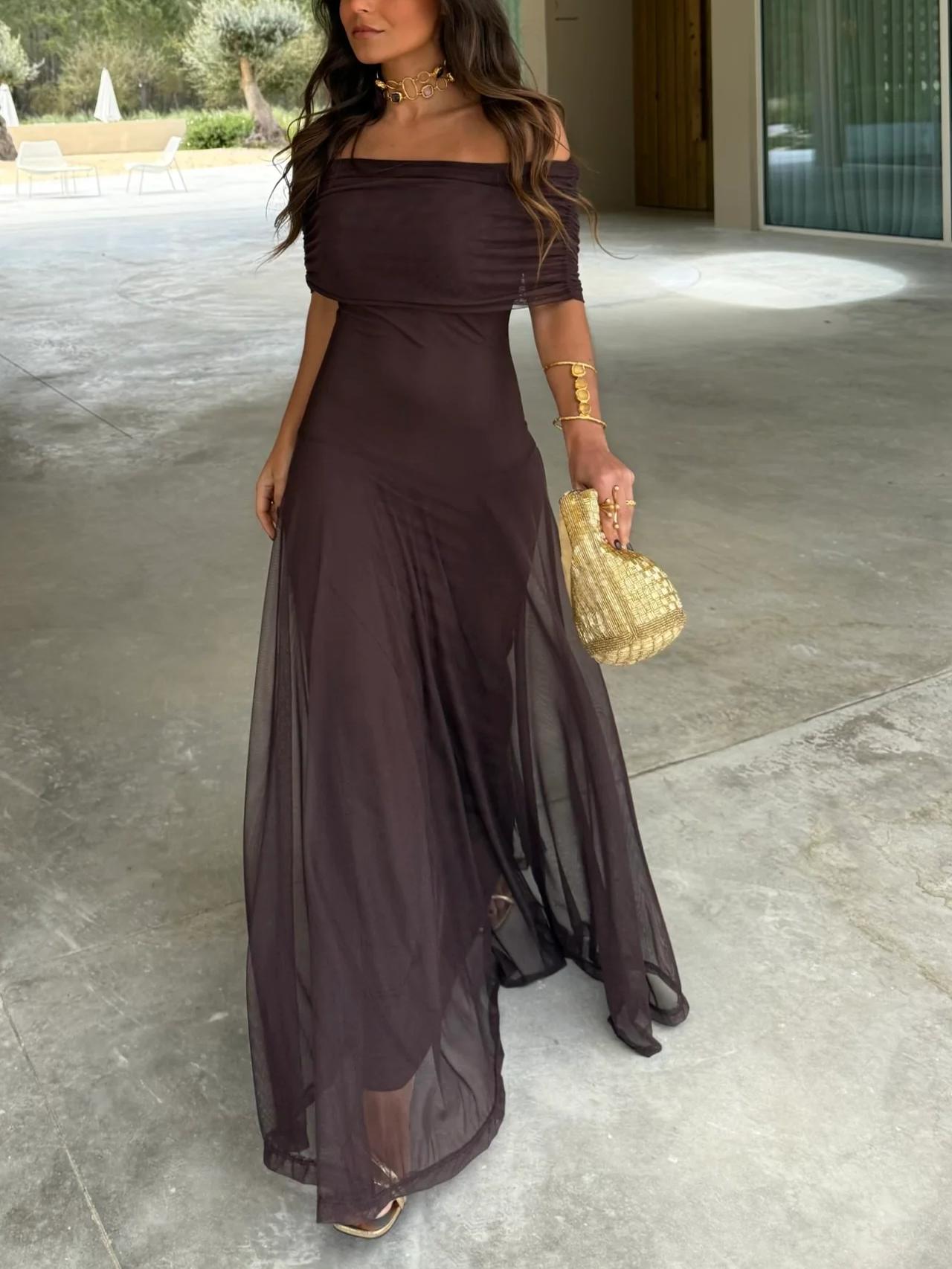 OFF THE SHOULDER CHIFFON MAXI