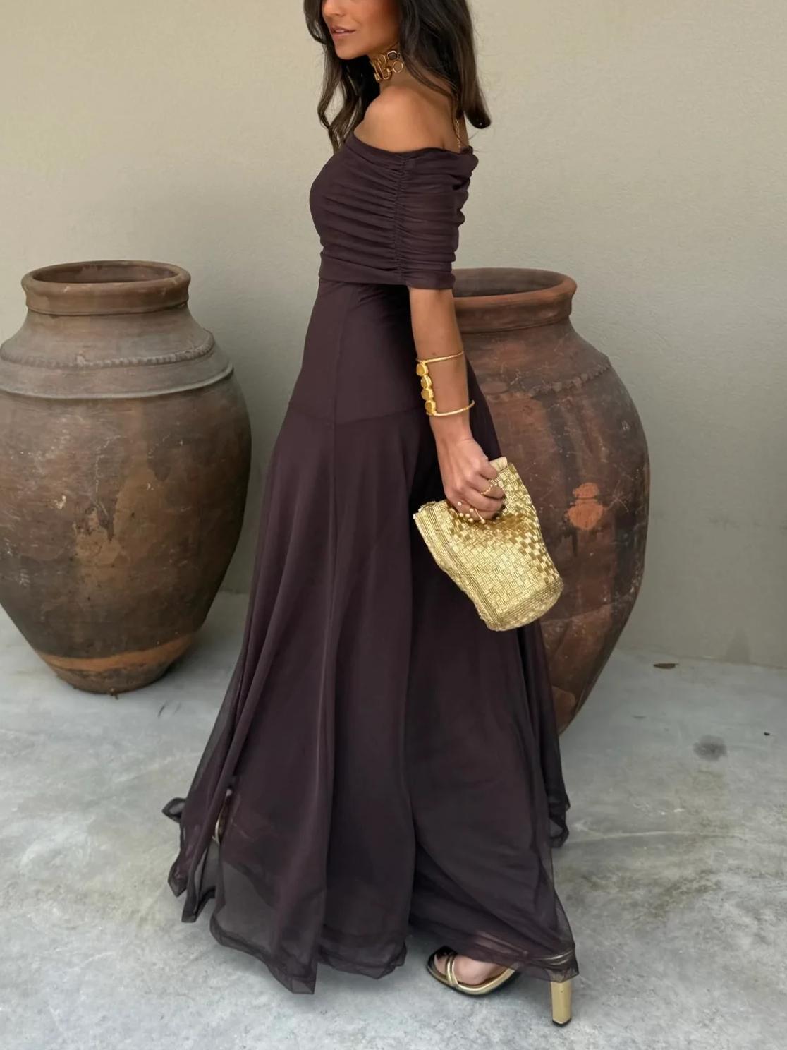 OFF THE SHOULDER CHIFFON MAXI